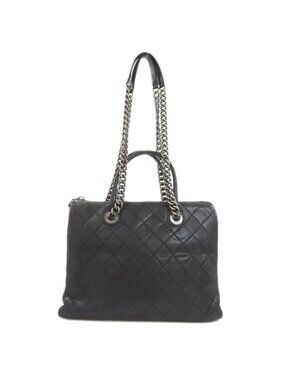 Chanel Quilted 2-Way Silver Tote Calf